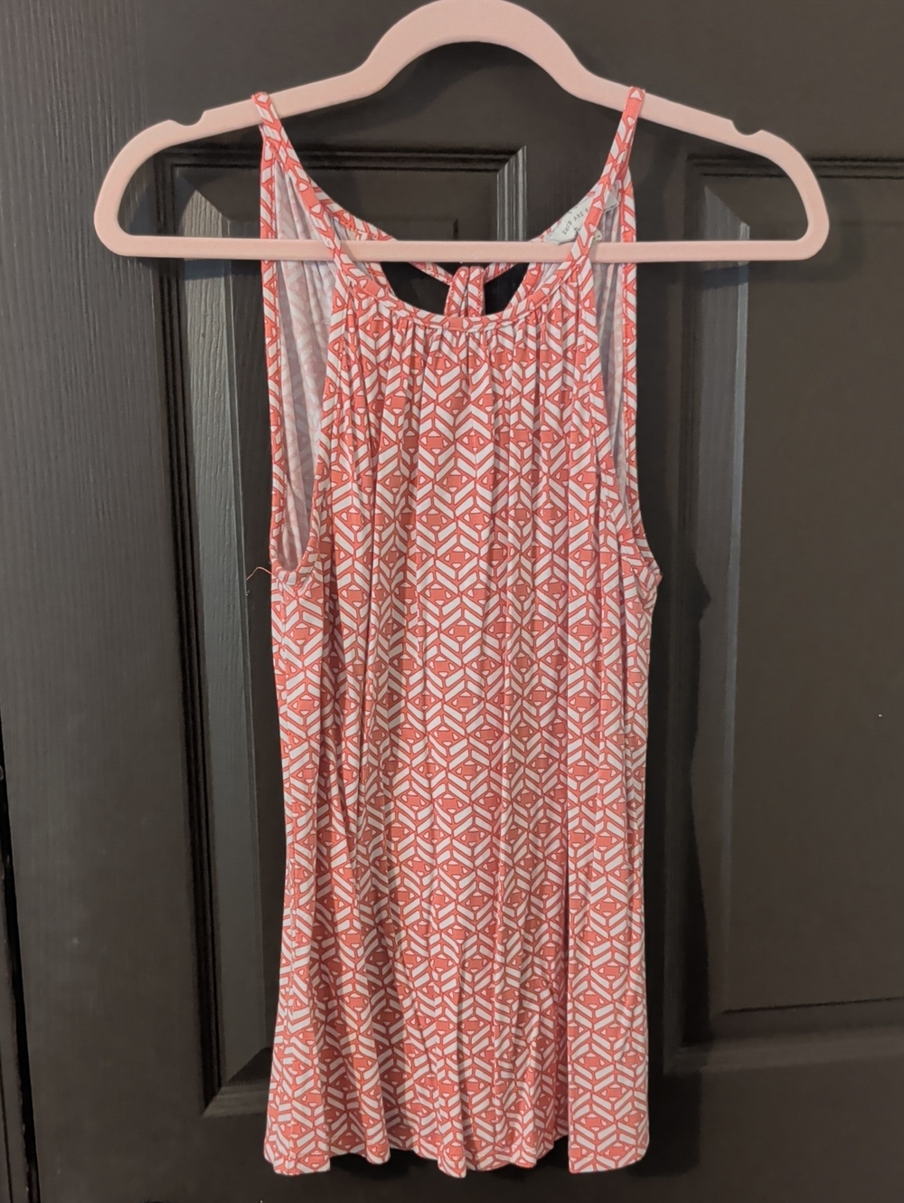 Skies Are Blue Coral and White Printed Halter Mini Dress